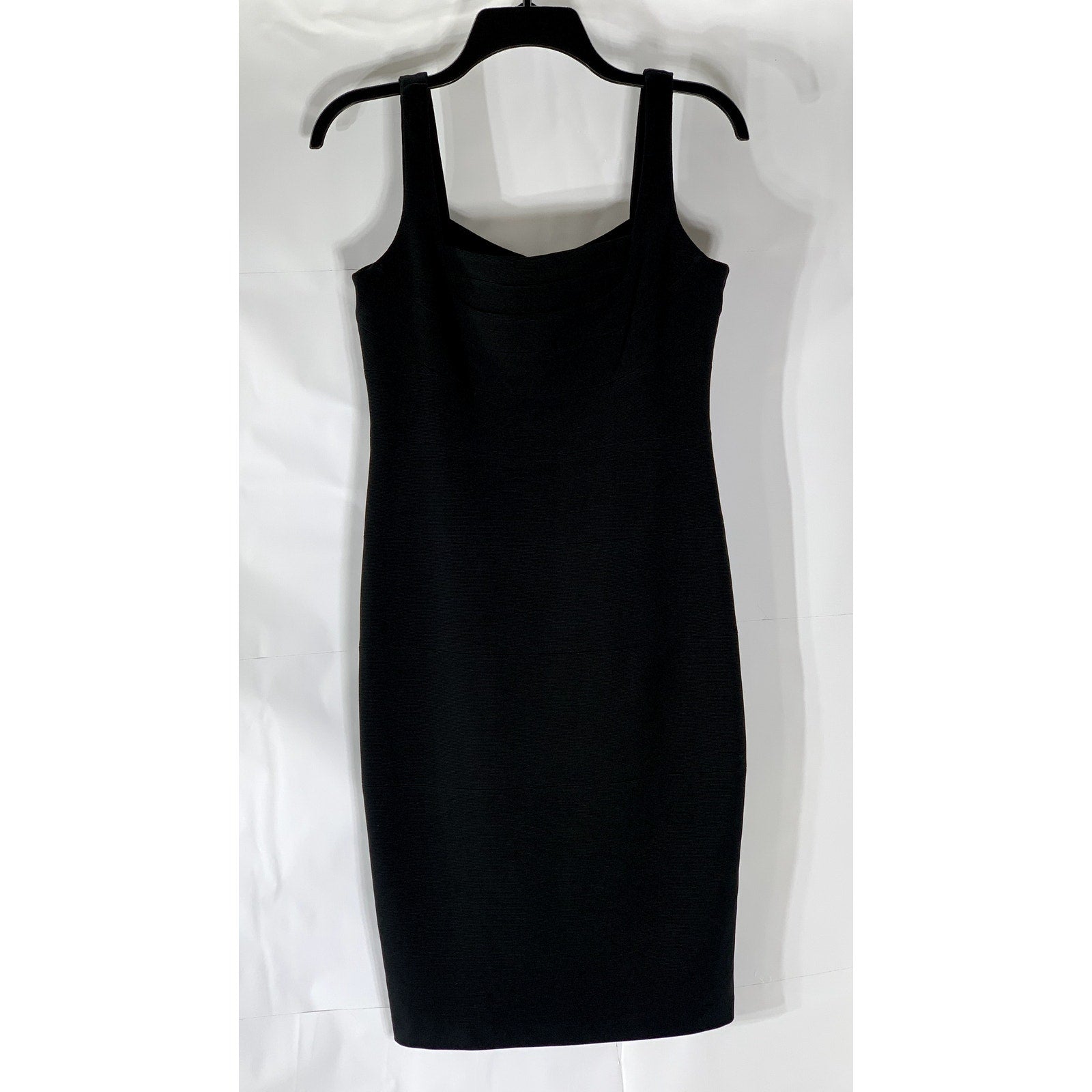 SANGRIA Women's Black Layered Straight-Neck Bodycon Mini Cocktail Dress SZ 4