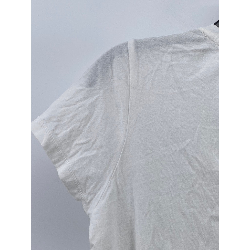 CLUB MONACO Women's White V-Neck Short Sleeve Casual Top SZ S