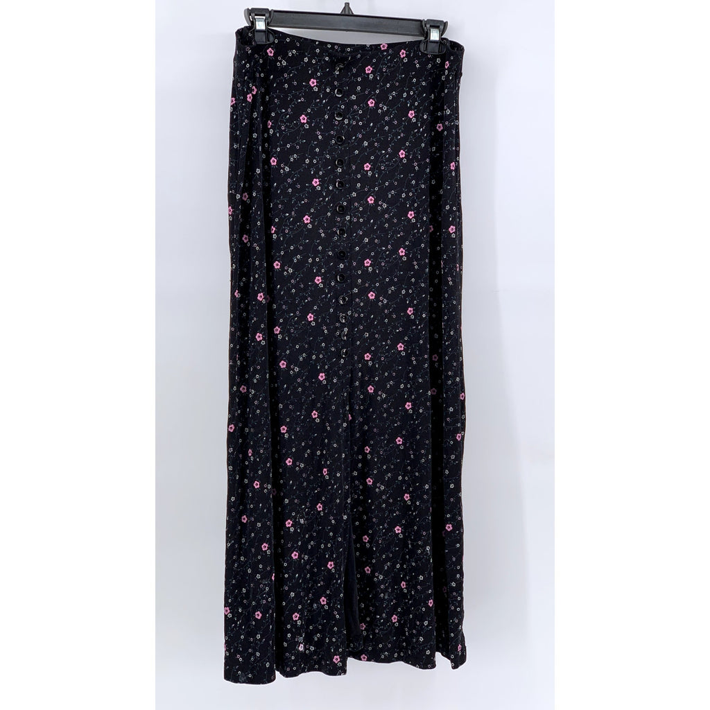 BRIGGS NEW YORK Women's Black Ditsy Floral Maxi Skirt SZ L