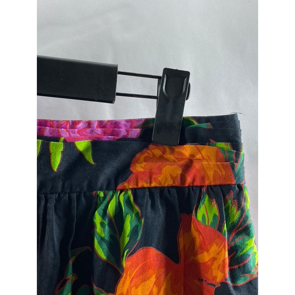 EXPRESS Women's Black Floral Print A-Line Mini Skirt SZ 6