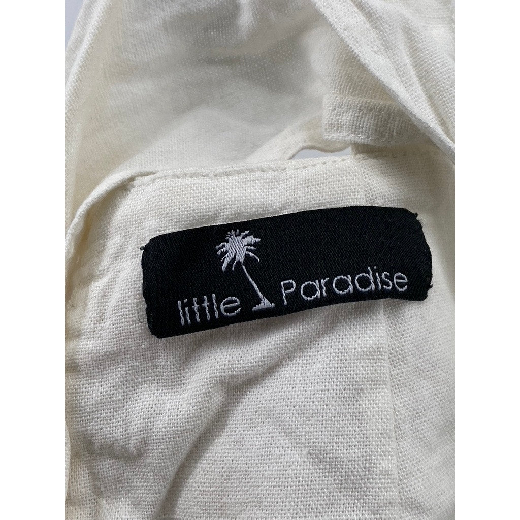 LITTLE PARADISE Women’s White Linen Tie Open-Back Cropped Tank Top SZ S
