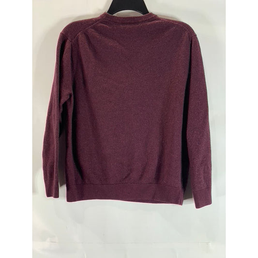 HART SCHAFFNEER MARX Men's Burgundy Extra Fine Merino Wool Crewneck Sweater SZ L