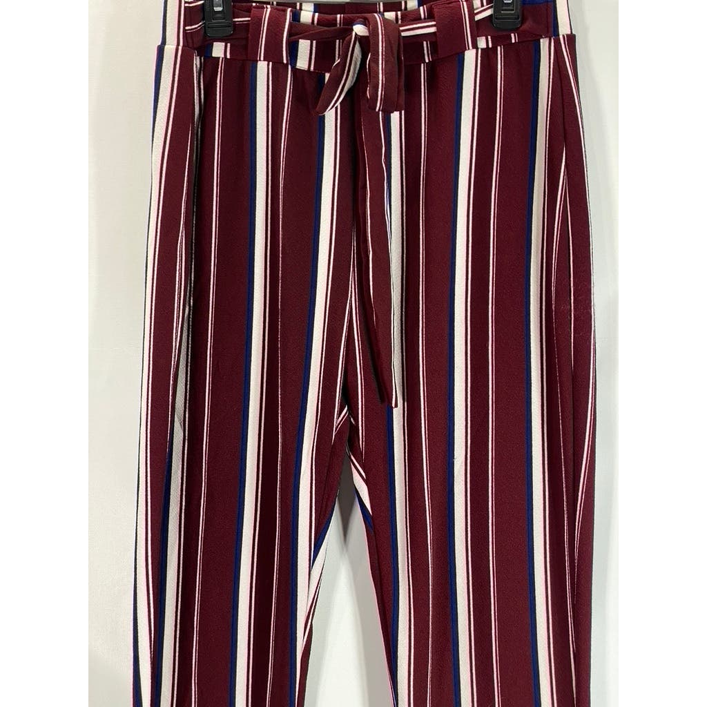 SPARK Women's Burgundy Striped Adjustable Strap Pull-On Pants SZ XL