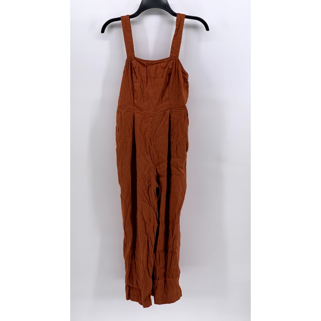 EXPRESS Women's Burnt Orange Straight-Neck Linen-Blend Jumpsuit SZ XS