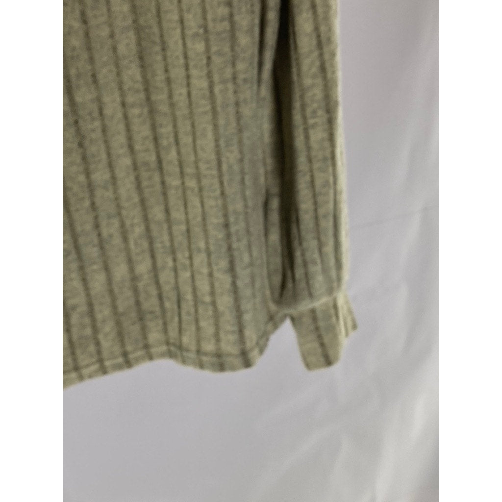 B Women's Beige Ribbed Crewneck Long Sleeve Top SZ S