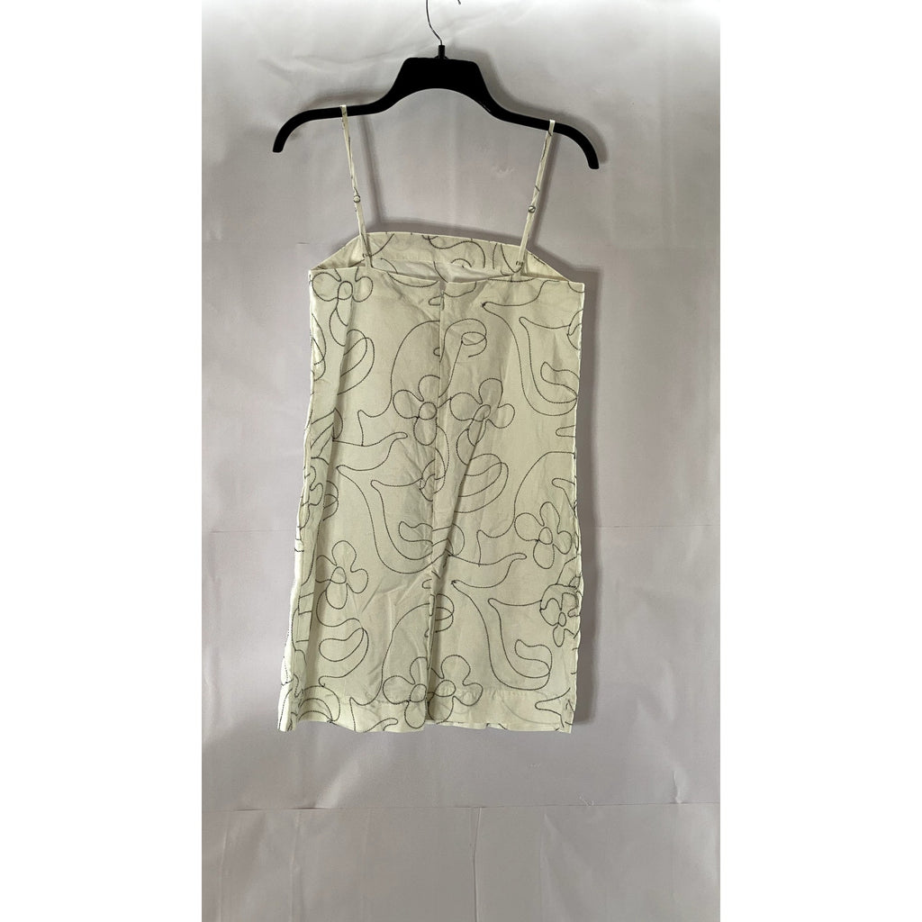 MADEWELL Women's Eyelet White Linen Goldie Straight-Neck Adjustable Dress SZ 0