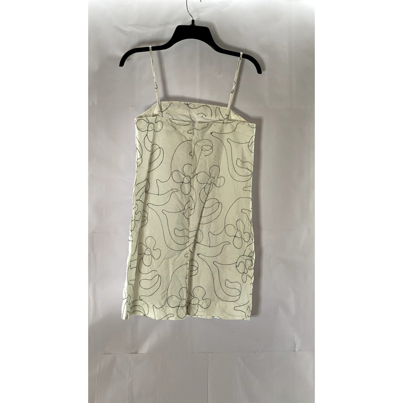 MADEWELL Women's Eyelet White Linen Goldie Straight-Neck Adjustable Dress SZ 0