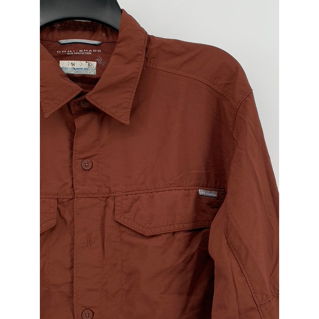 COLUMBIA Men's Terracotta Button-Up Omni-Shade Long Sleeve Shirt SZ M