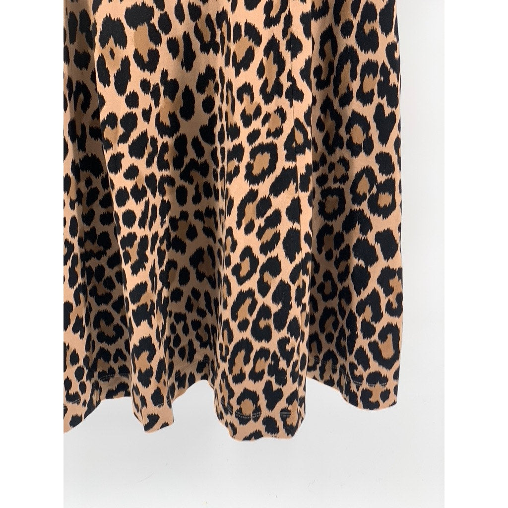 KATE SPADE Women's Brown Leopard Print 3/4 Sleeve Fit & Flare Mini Dress SZ 4