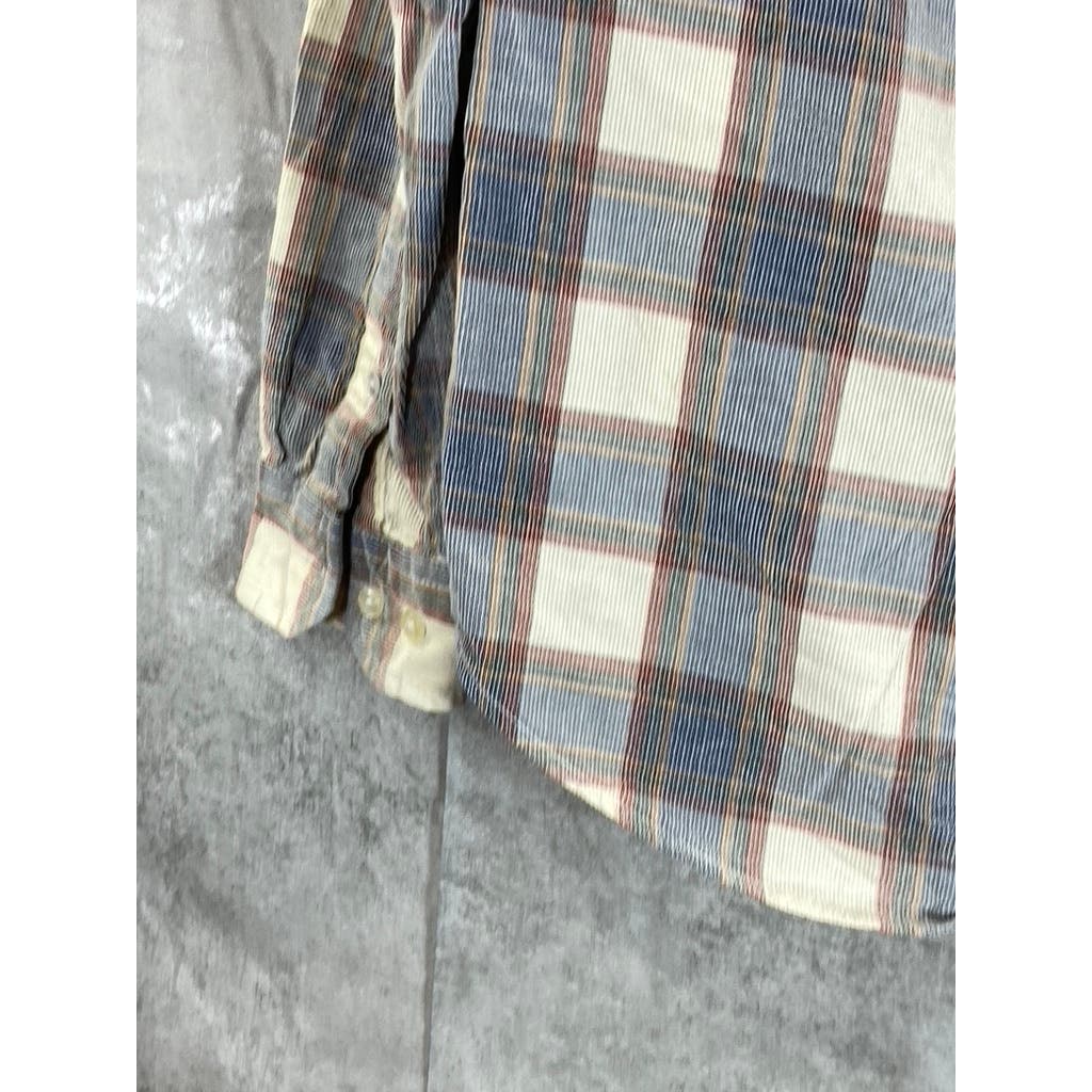 BEN SHERMAN Men's Gray Plaid Button-Up Long Sleeve Shirt SZ S