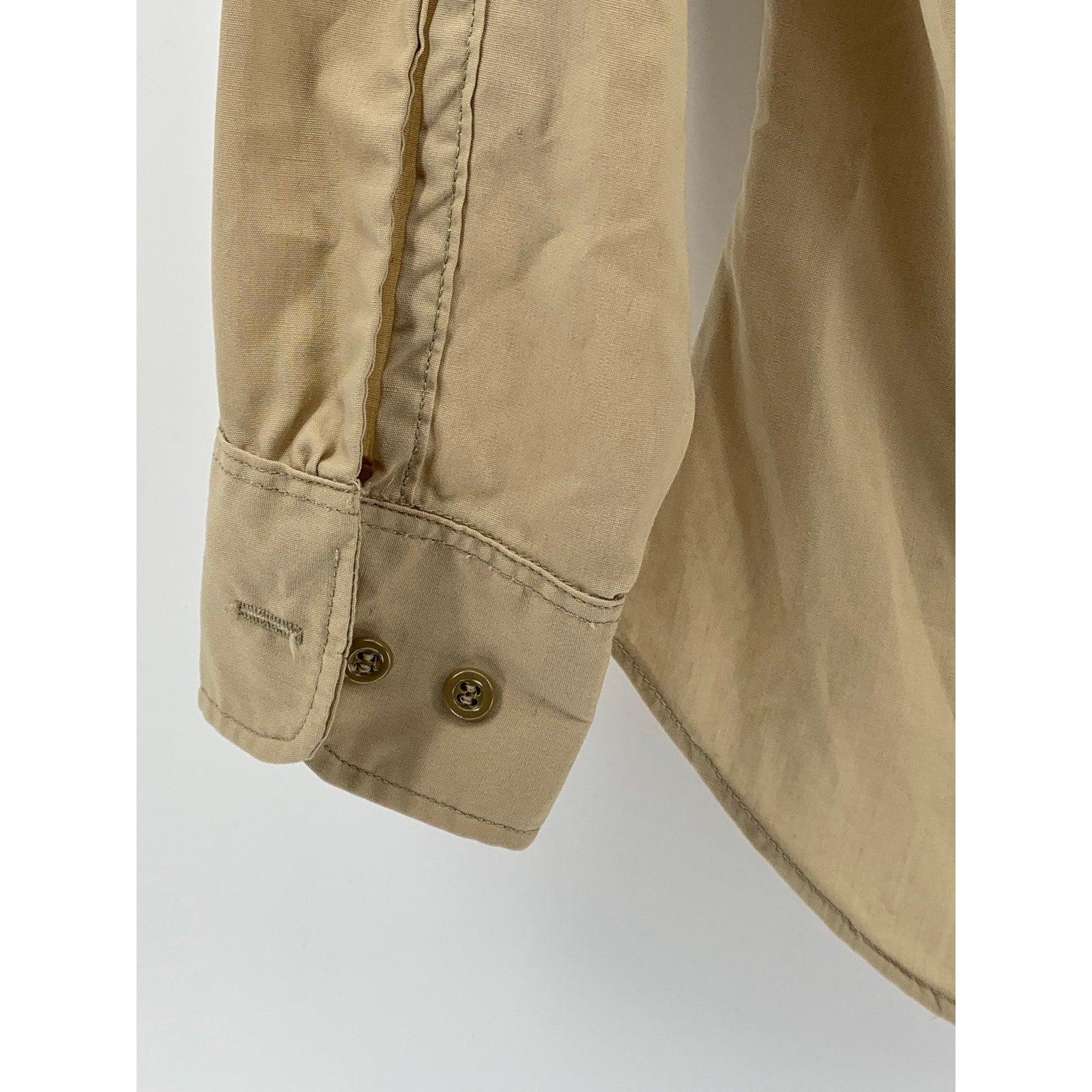 MONTGOMERY WARD Men's Tan Vintage 70's Button-Up Long Sleeve Shirt SZ S