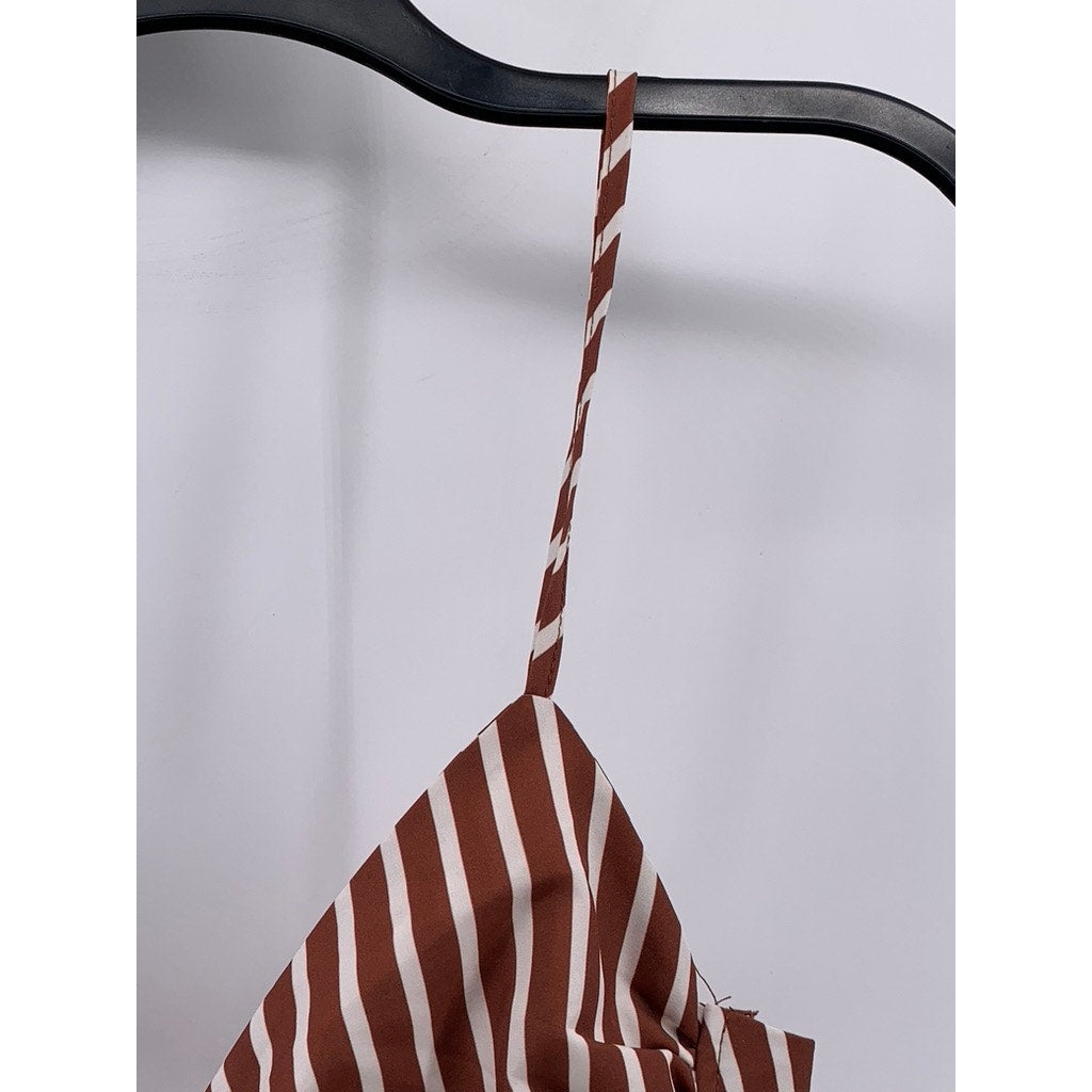 UNBRANDED Women's Brown-White Striped Bralette SZ S