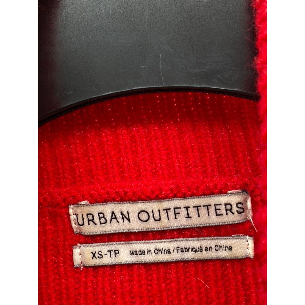 URBAN OUTFITTERS Women's Red Knit Turtleneck Long Sleeve Cropped Sweater SZ XS