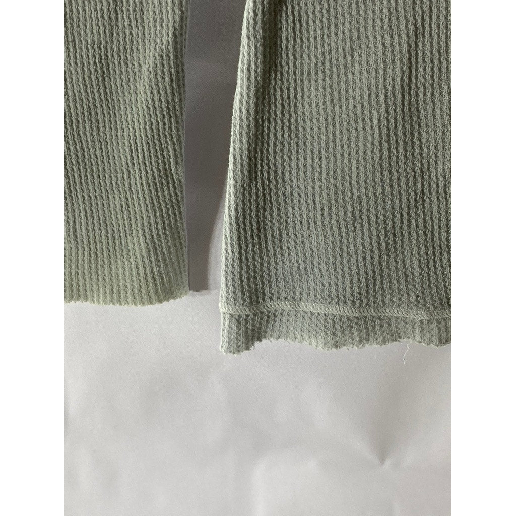DAMSEL Women's Light Gray Thermal Knit Crewneck Lightweight Long Sleeve Top SZ L