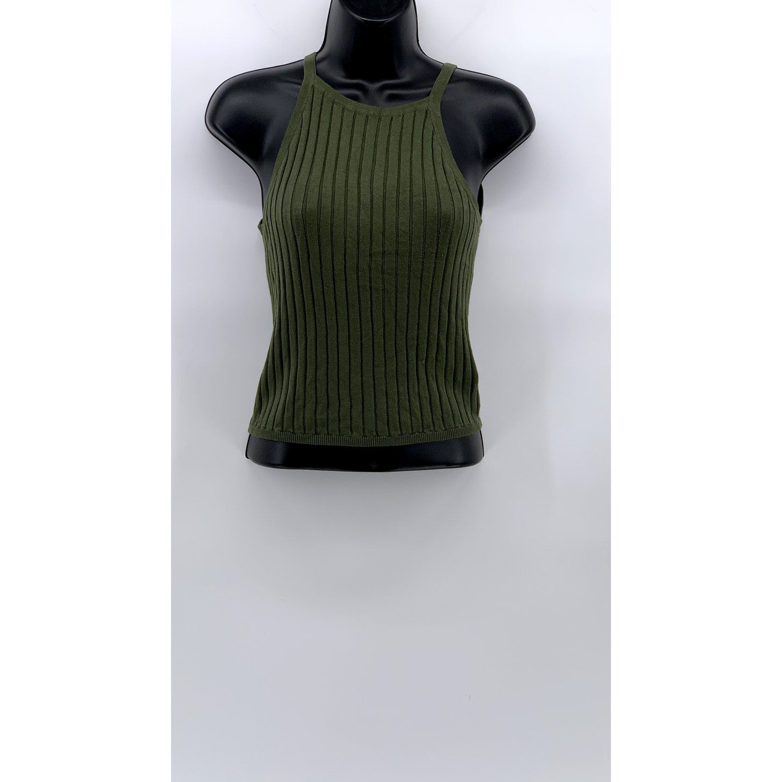 DIVIDED By H&M Women's Olive Green Ribbed High-Neck Sleeveless Top SZ S