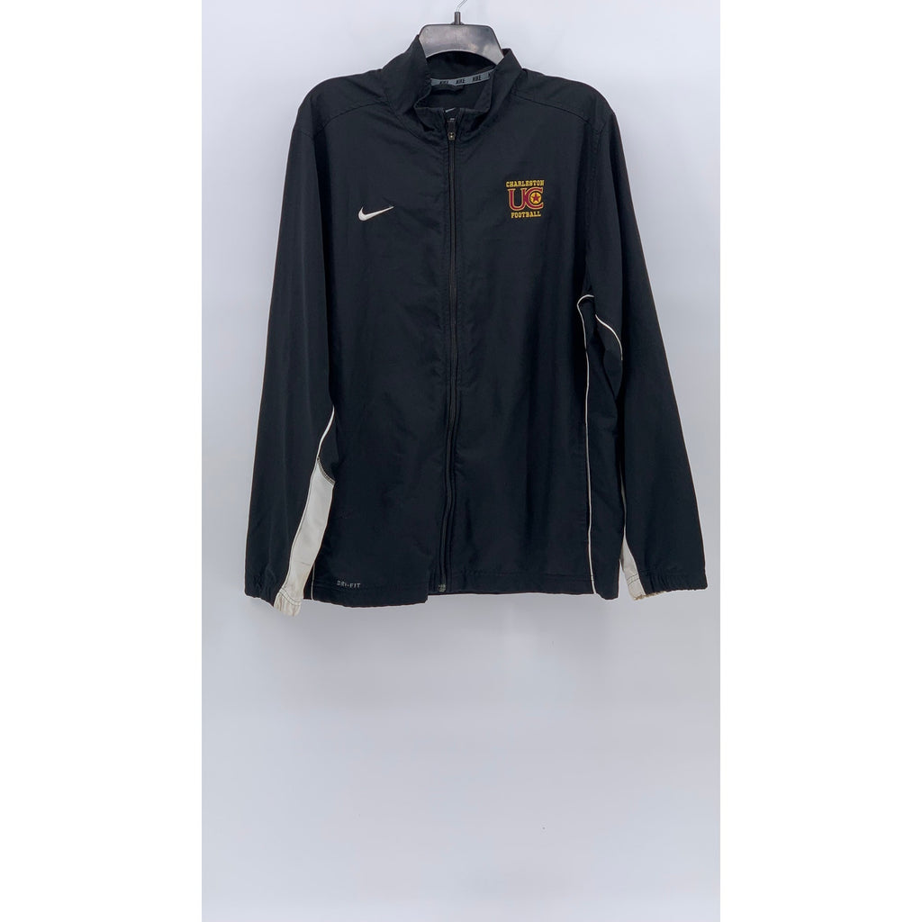 NIKE Men's Black-White Dri-Fit Charleston Football Zip-Up Track Jacket SZ L