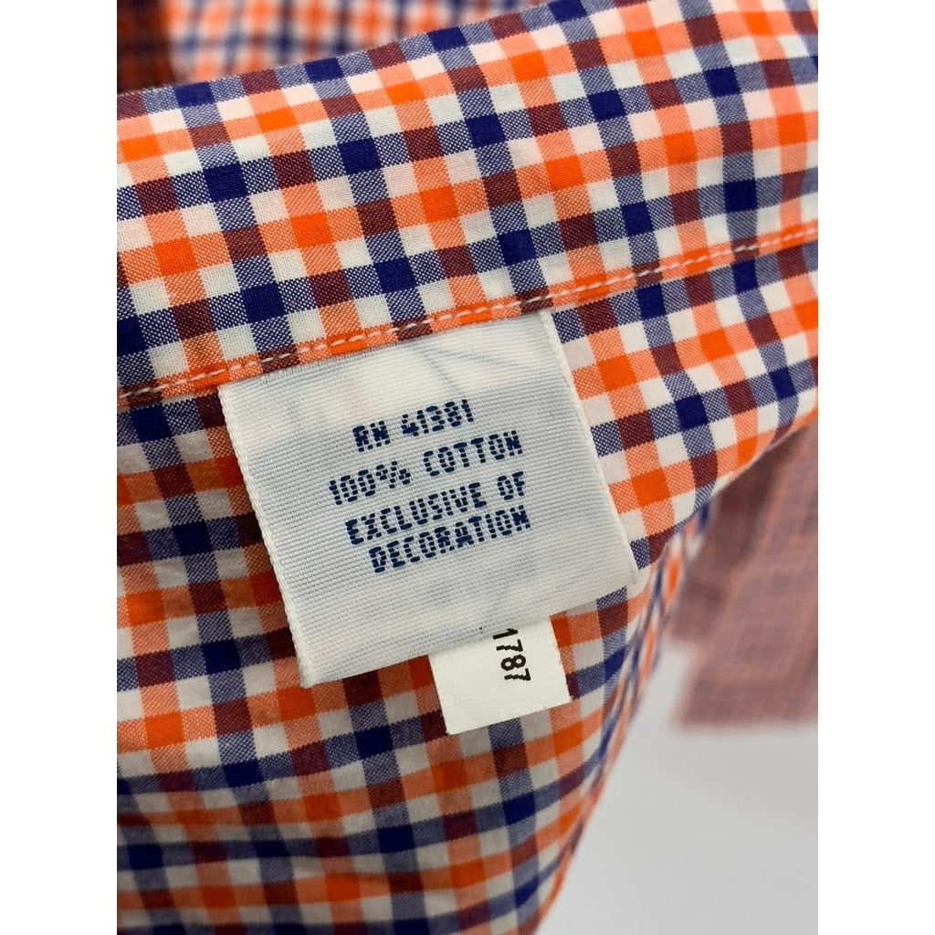POLO RALPH LAUREN Men's Orange-Navy Gingham Button-Up Long Sleeve Shirt SZ 2XL