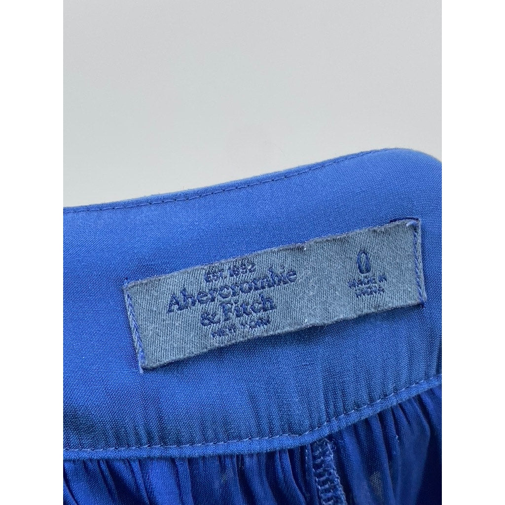 ABERCROMBIE & FITCH Women's Royal Blue Crinkle Pleated Loose-Fit Pants SZ 0