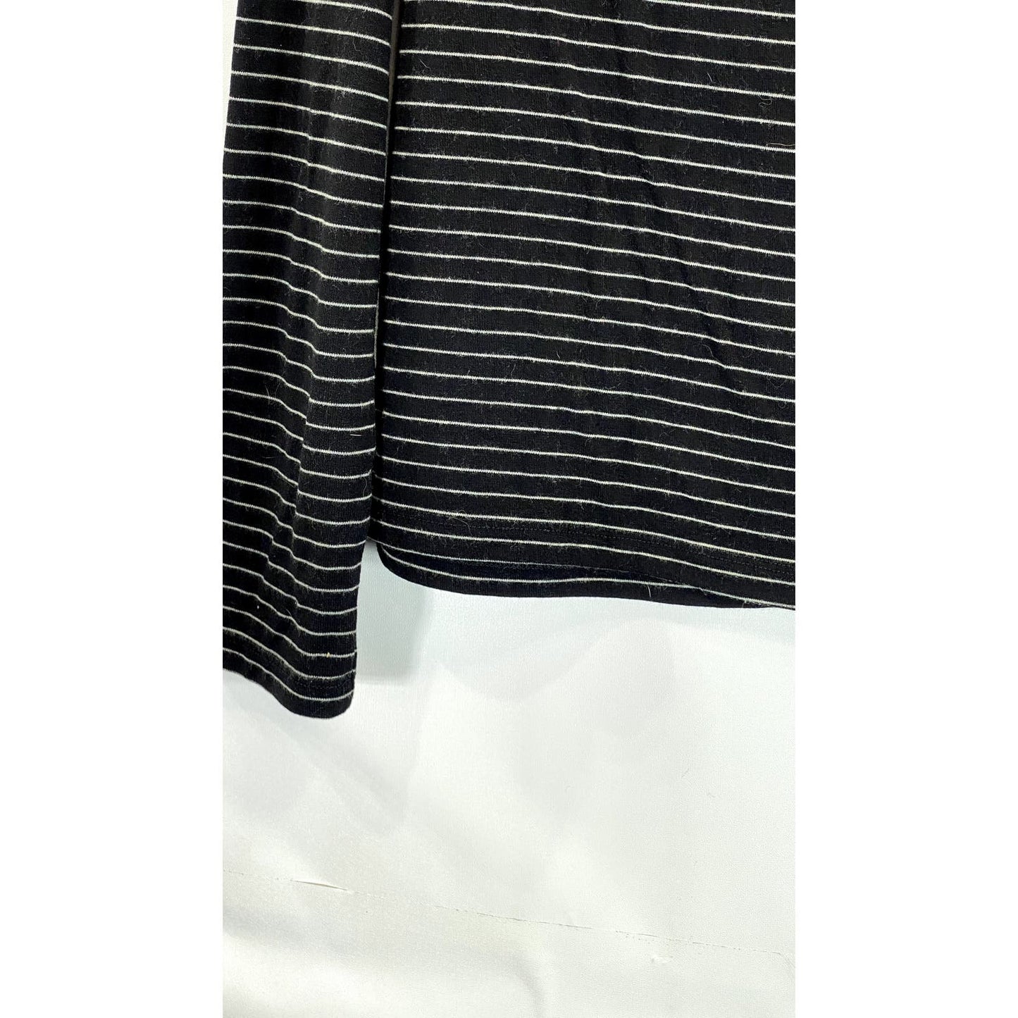 OAK + FORT Women's Black/White Striped Boatneck Long Sleeve Top SZ XS