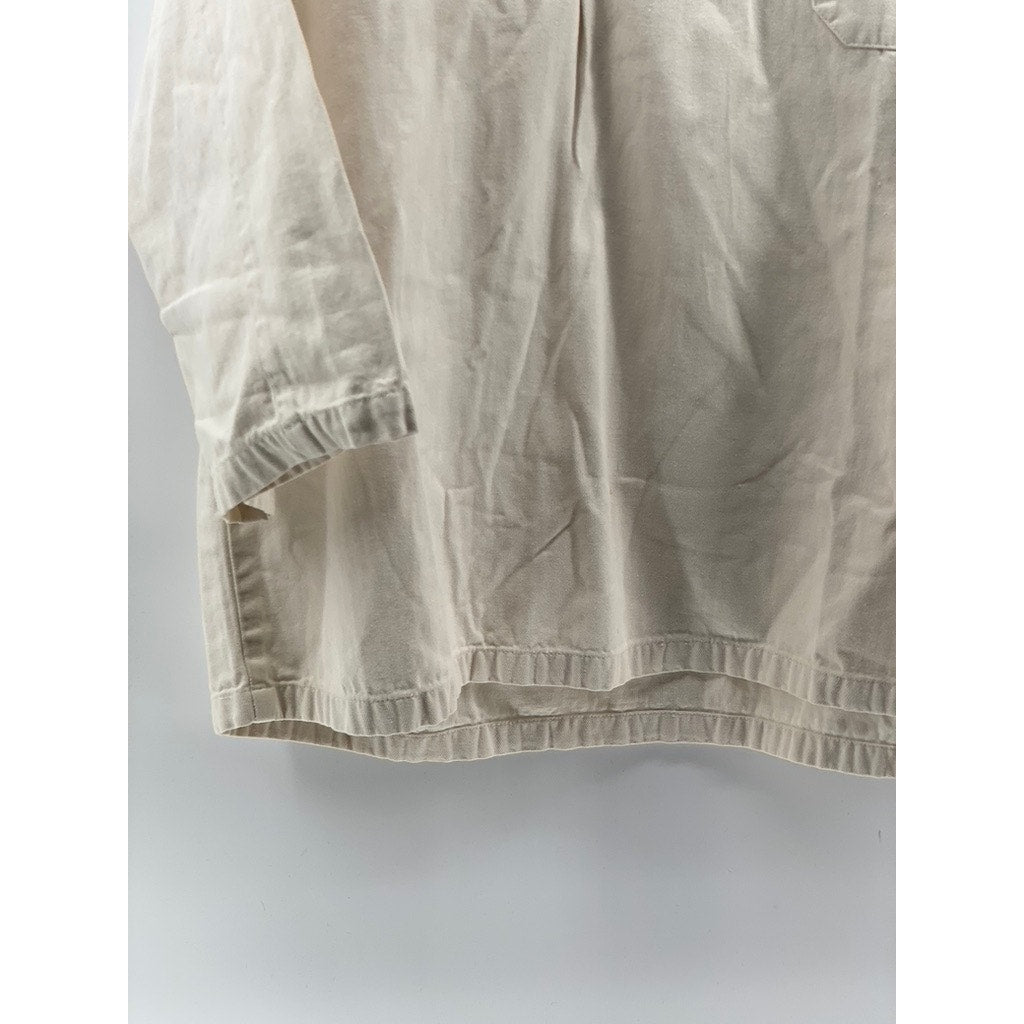 VINCENT HEGEDUS Men's Beige 3/4 Sleeve Cotton Shirt SZ XL