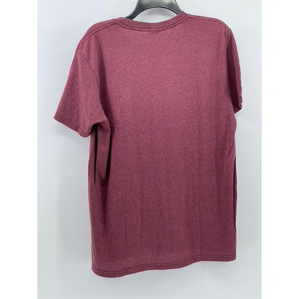 UNBRANDED Men's Burgundy Playa Del Carmen Graphic Short Sleeve T-Shirt SZ L