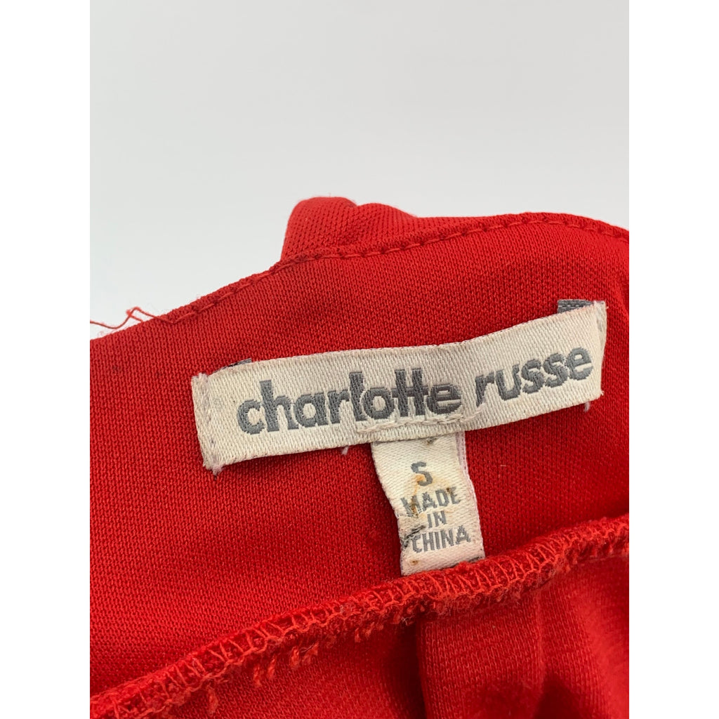 CHARLOTTE RUSSE Women's Red V-Neck Sleeveless Ruffle Bodycon Mini Dress SZ S