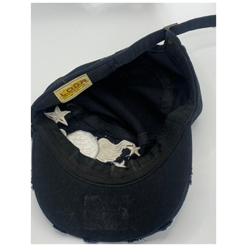 L.O.G.A Women's Black Distressed Rhinestone Baseball Mom Hat OS