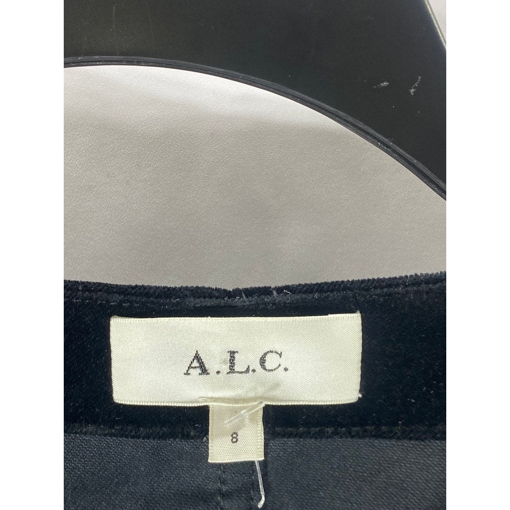 A.L.C. Women's Black Velvet Ivy Button-Front Long Sleeve Mini Dress SZ 8