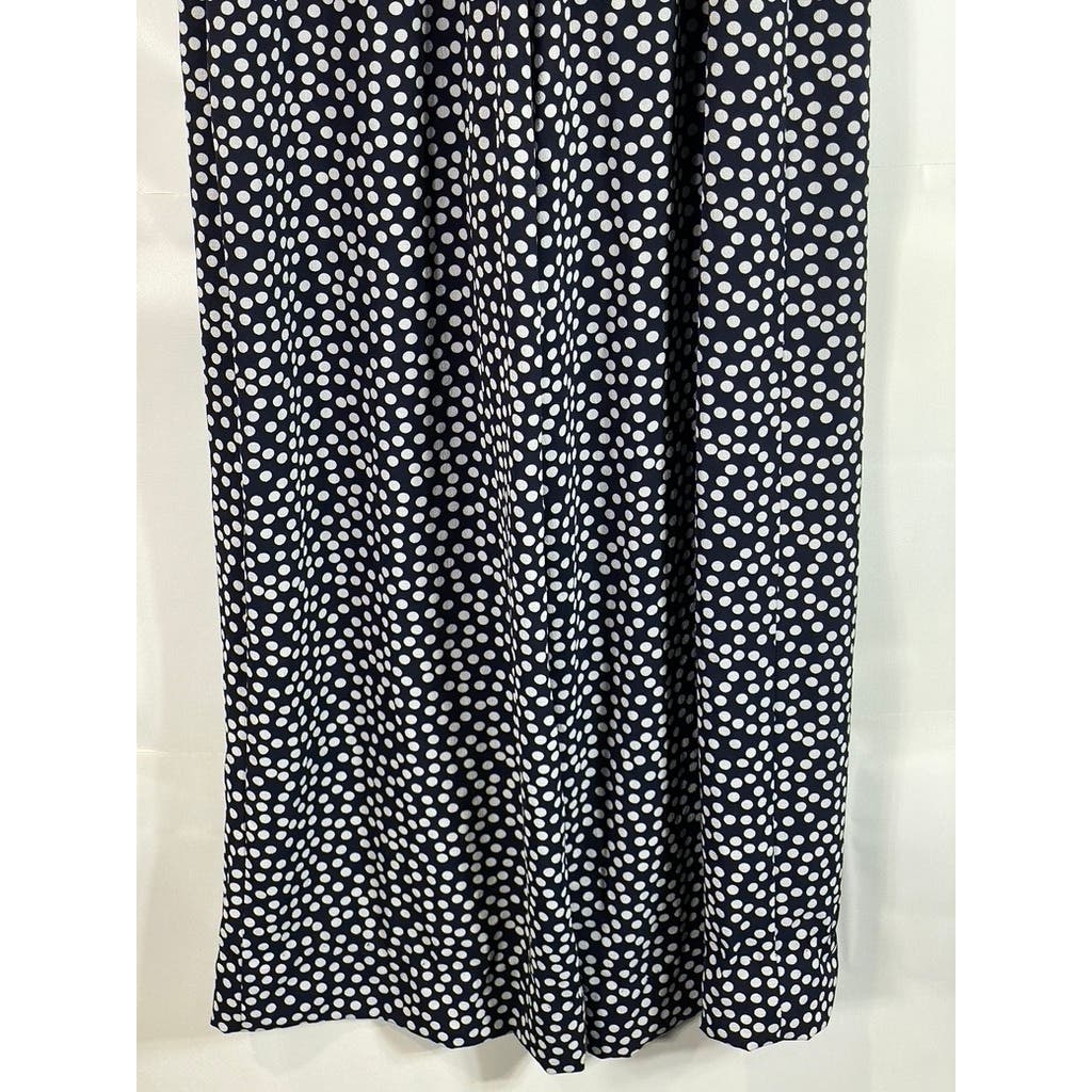 BETSEY JOHNSON Women's Navy Polka Dot Off-The-Shoulder Ruffle Pant Jumpsuit SZ 2