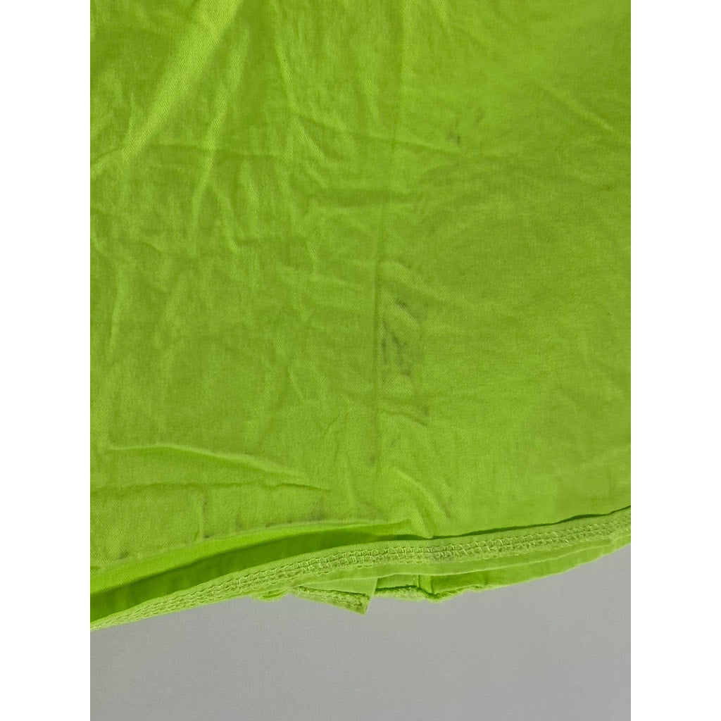 SHEIN Women's Bright Green Denim Cropped Short Sleeve Button-Up Top SZ S