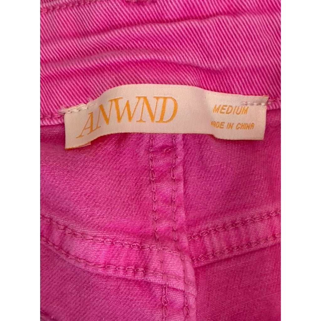 ANWND Women's Dark Pink Regular-Fit Denim Four-Pocket Shorts SZ M