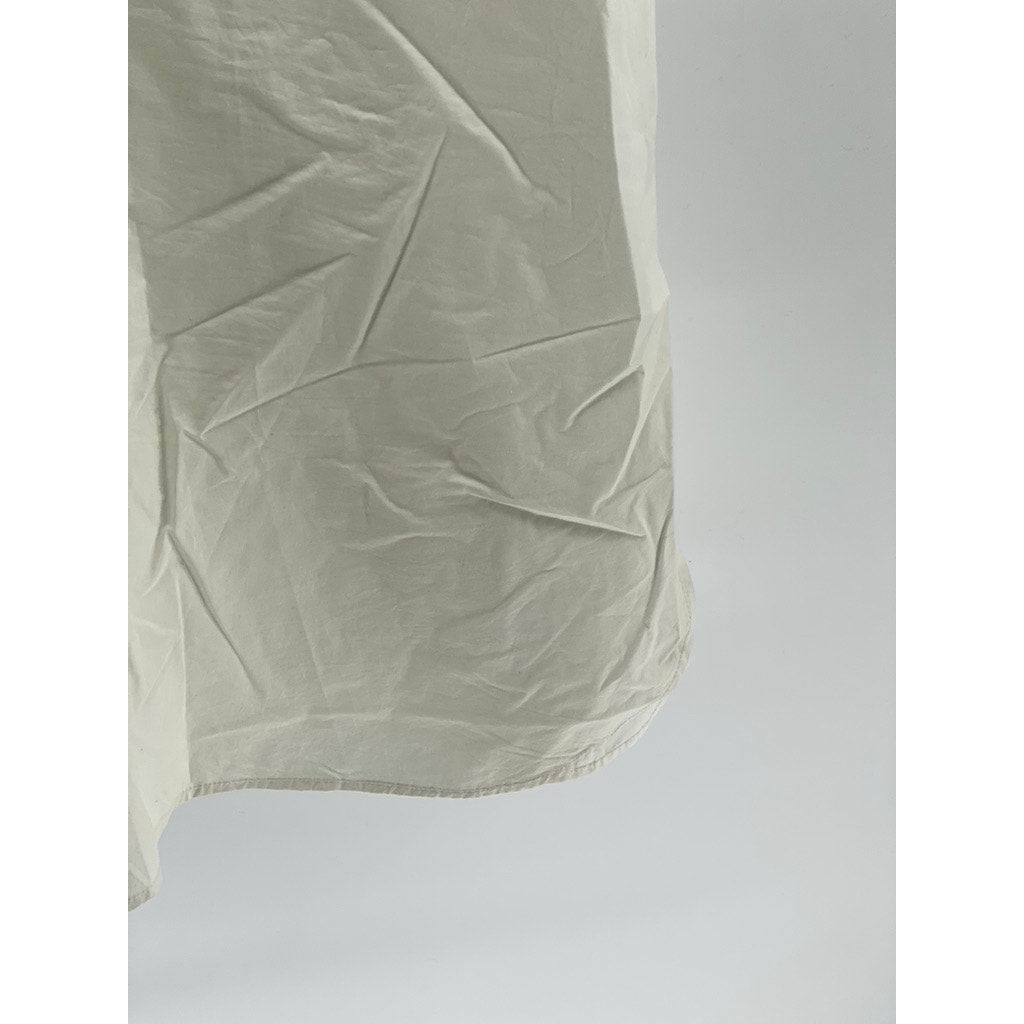 MUJI Women's Off-White V-Neck Henley Sleeveless Chest Pockets A-Line Dress SZ M