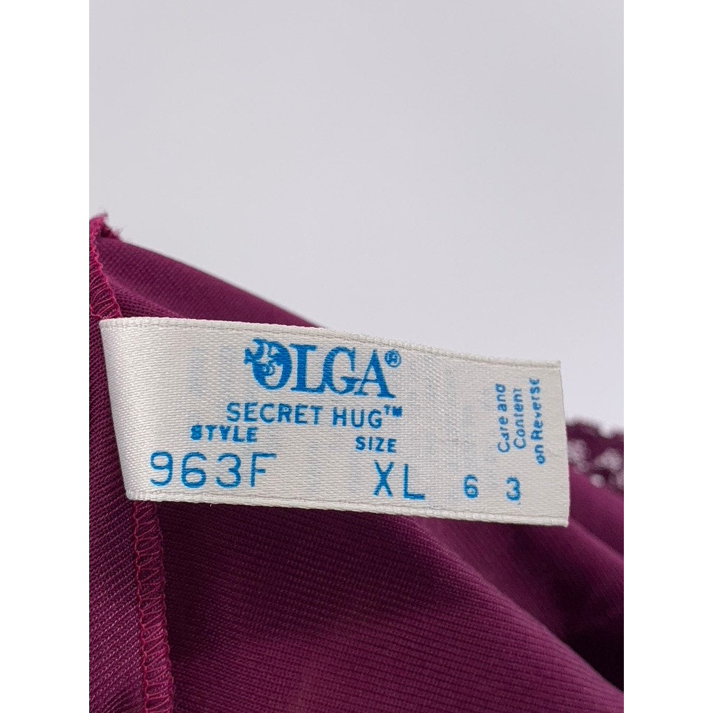 OLGA SECRET HUG Women's Vintage Plum Lace-Trim Half Slip Skirt SZ XL