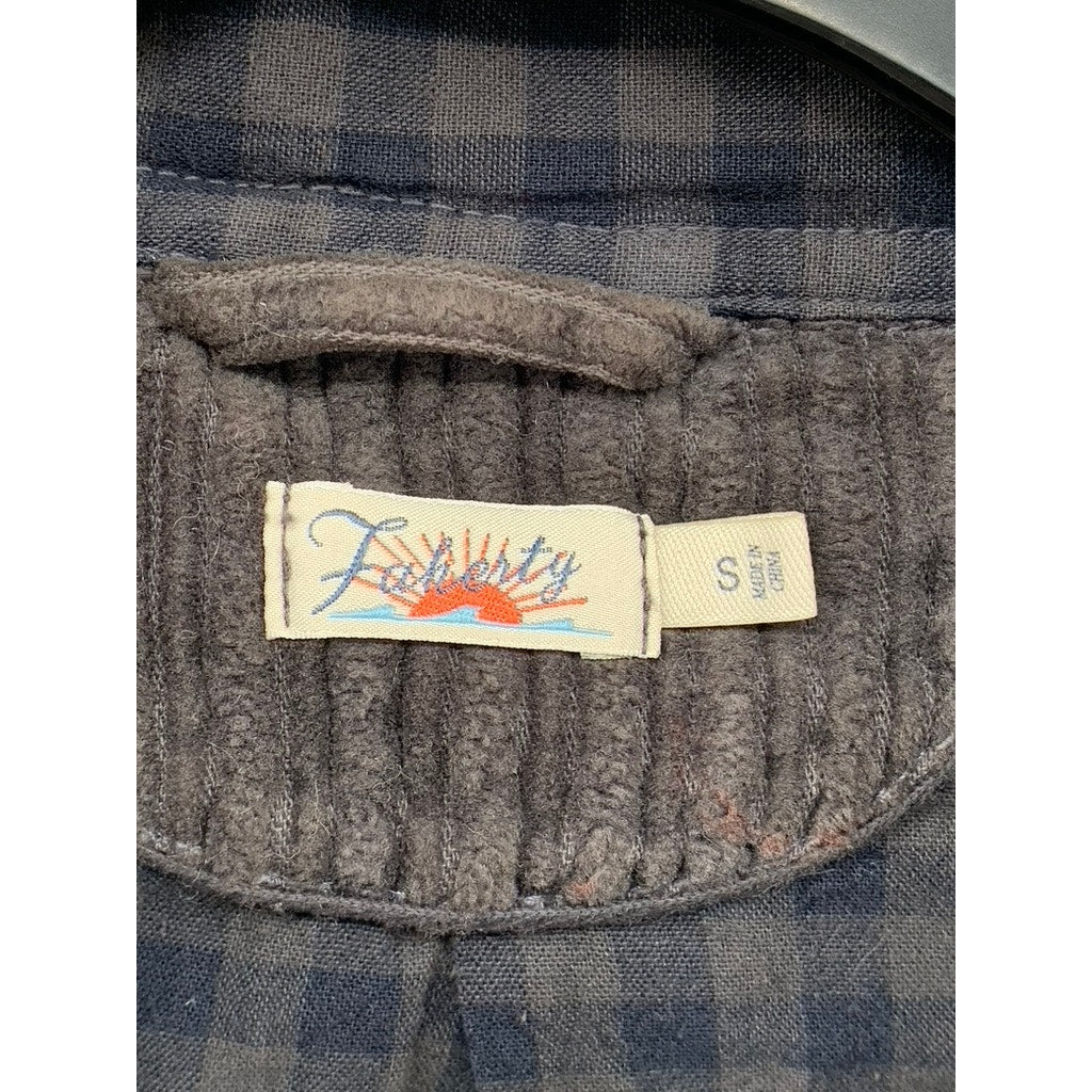 FAHERTY Women's Washed Black Corduroy Snap-Button Zip-Up Shirt Jacket SZ S