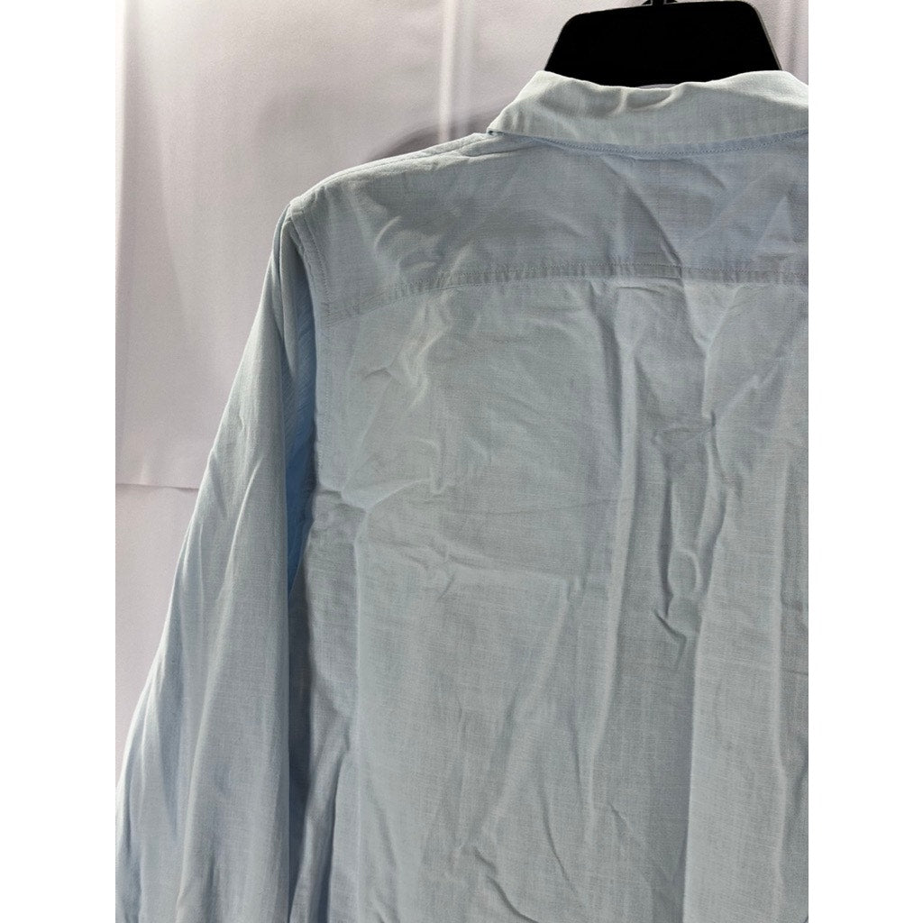 FOLK Men's Light Blue Linen Button-Up Long Sleeve Shirt SZ 2(S)