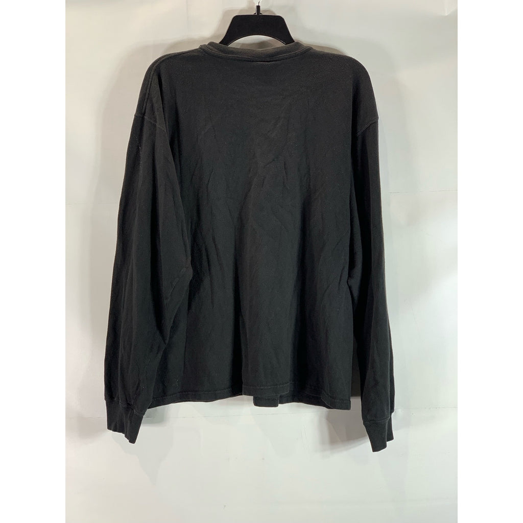 CHAMPION Authentic Men's Black Script Logo Crewneck Long Sleeve T-Shirt SZ L