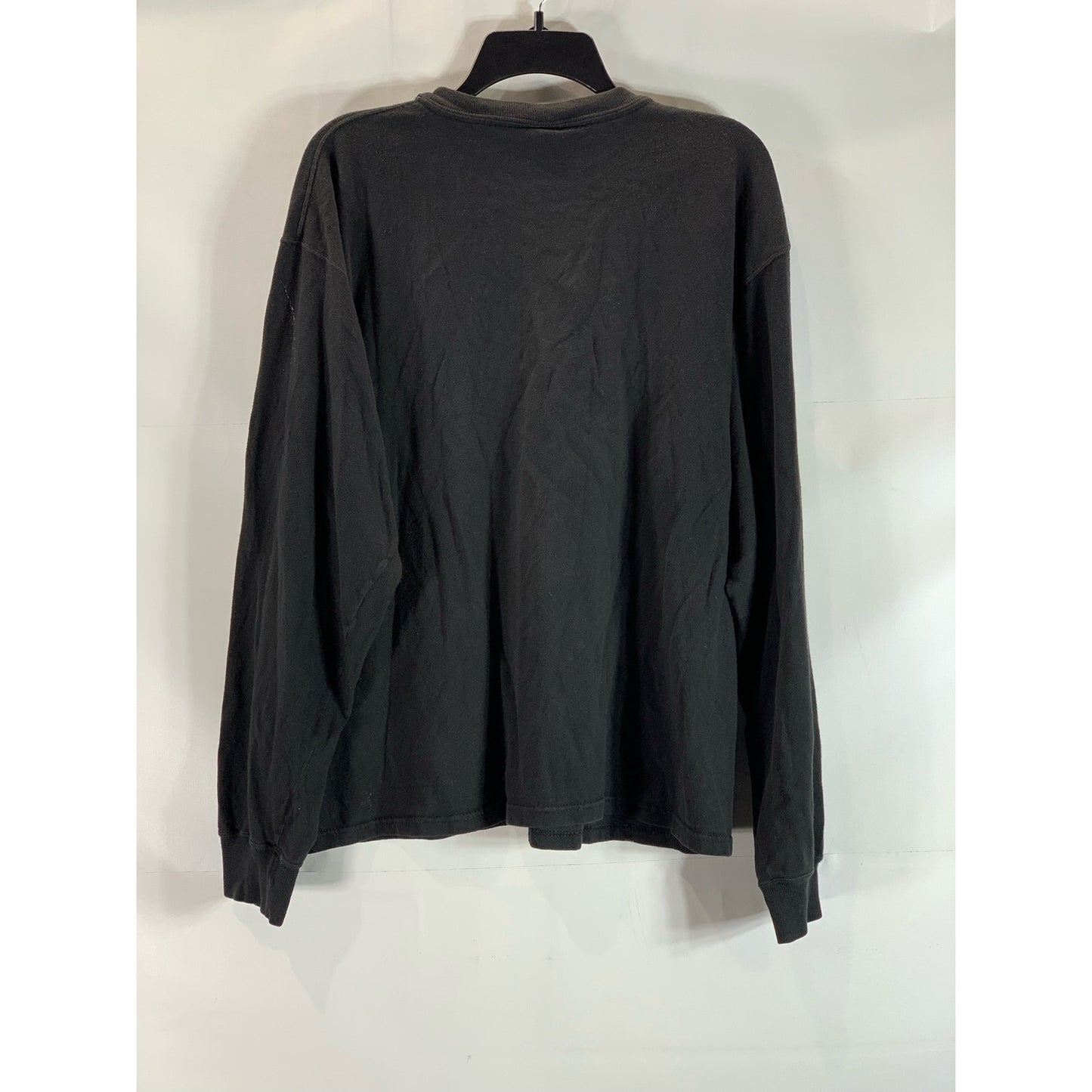 CHAMPION Authentic Men's Black Script Logo Crewneck Long Sleeve T-Shirt SZ L