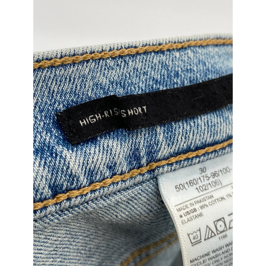 BANANA REPUBLIC Women’s Blue Medium Wash Denim Distressed High-Rise Shorts SZ 30