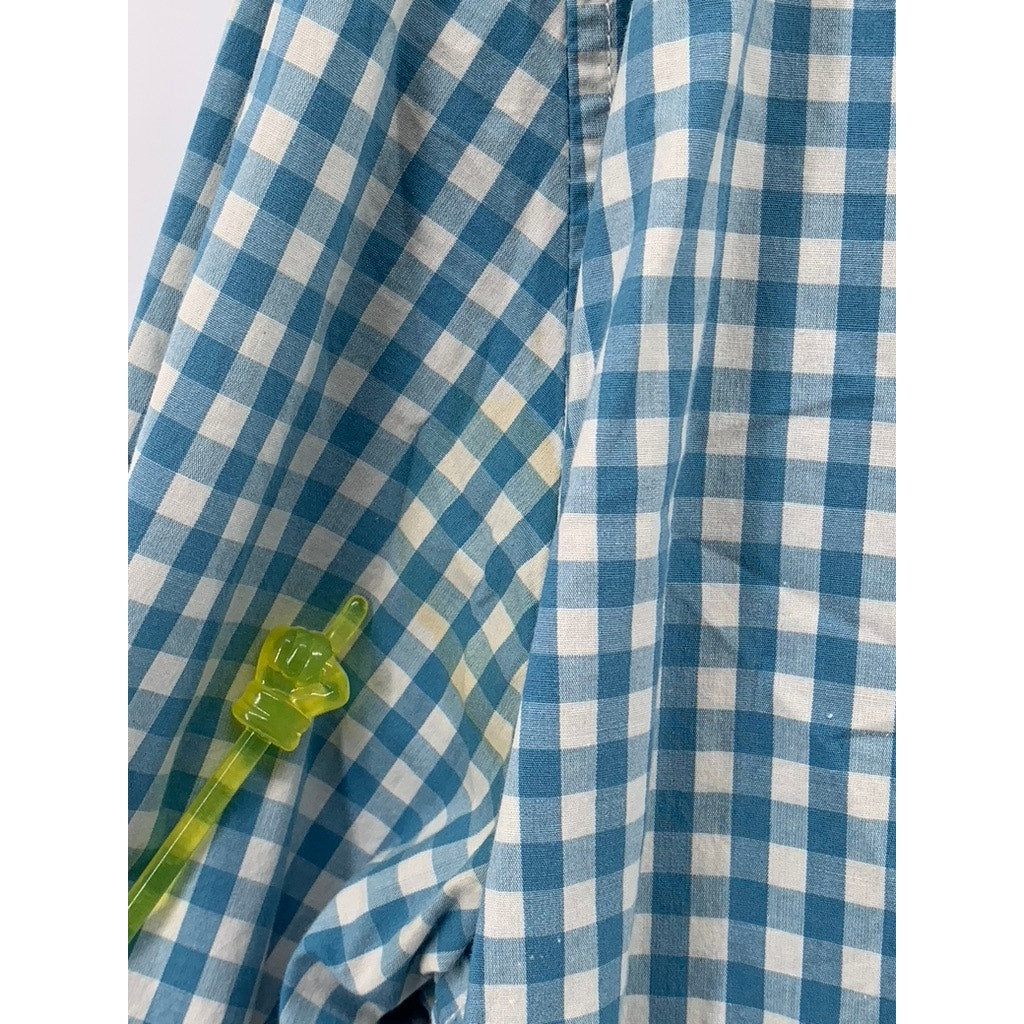 CHUBBIES Men's Blue-White Gingham Button-Up Shirt SZ XL