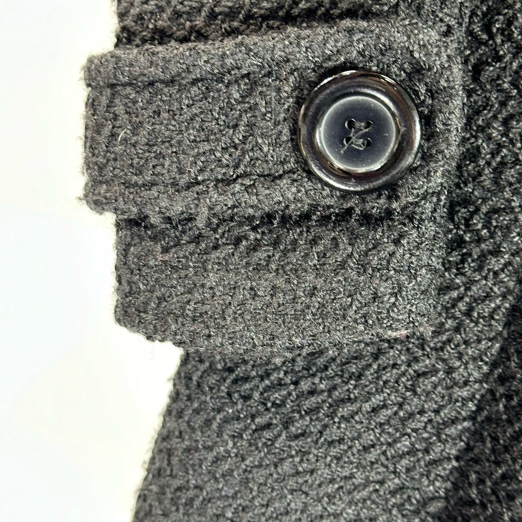 POETRY CLOTHING Women's Black Textured Four-Button Collar Coat SZ M