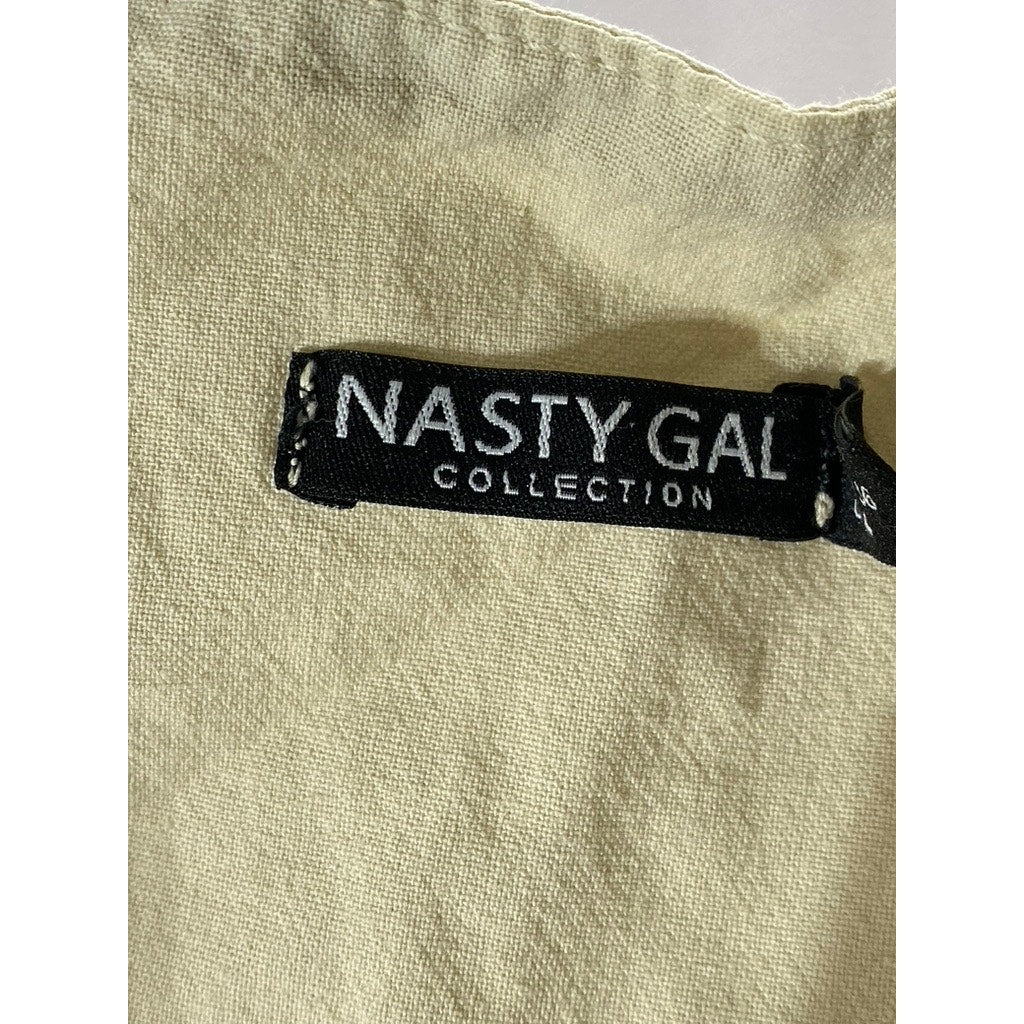 NASTY GAL COLLECTION Women’s Tan Denim 3-Button Adjustable Back Vest SZ 4