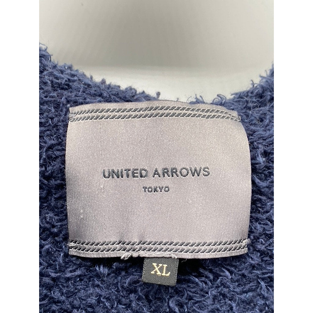 UNITED ARROWS Men's Dark Blue Heavyweight Teddy Fleece Zip-Up Jacket SZ XL