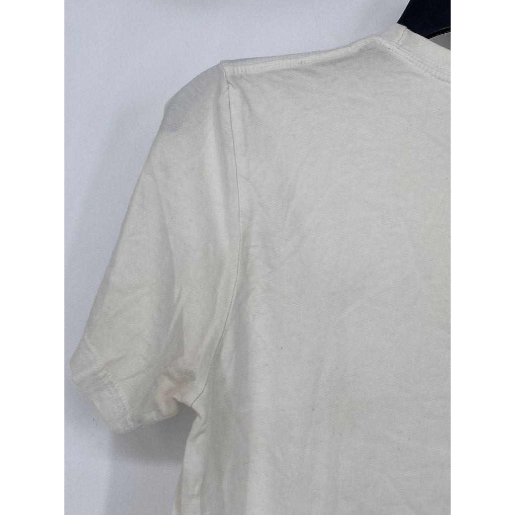 BELLA + CANVAS Women’s White Crewneck Breast Graphic Short Sleeve Top SZ M