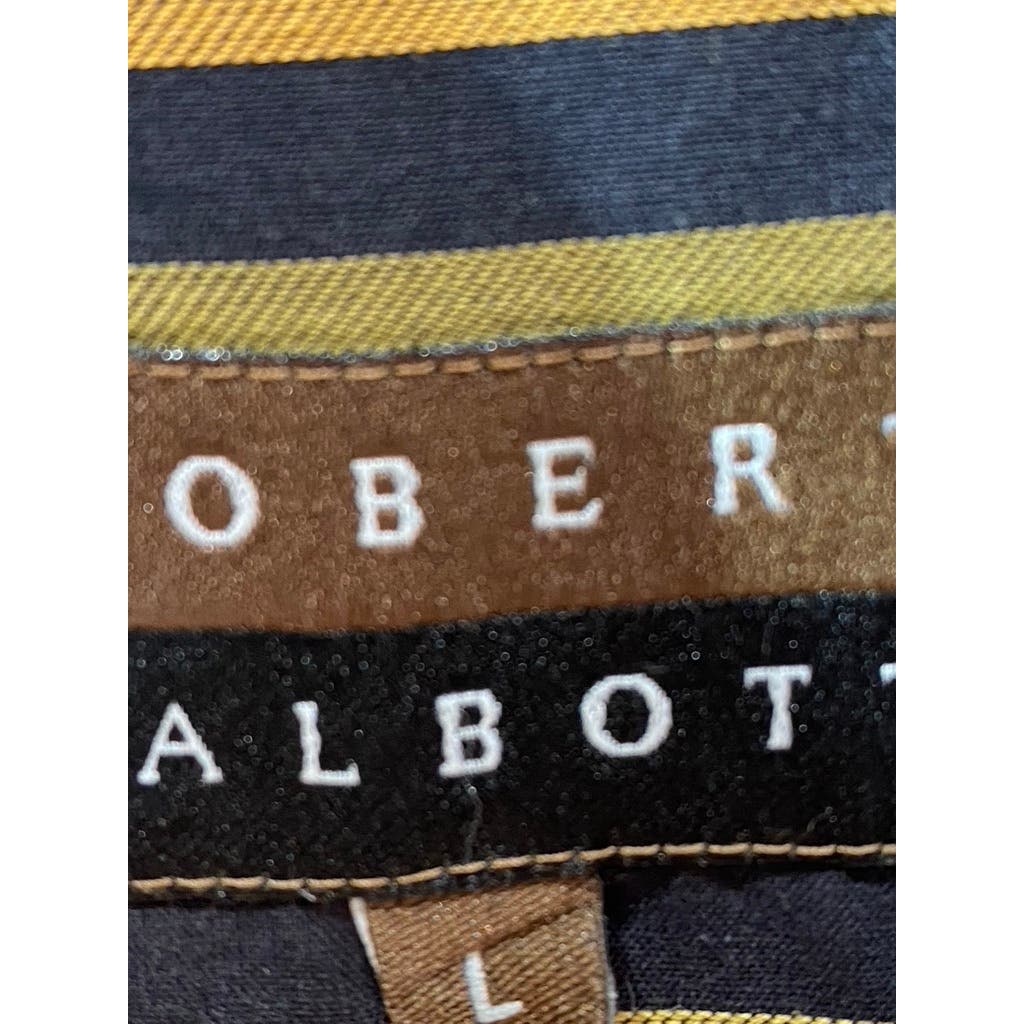 ROBERT TALBOTT CARAMEL Men's Brown Multi Stripe Button-Up Long Sleeve Shirt SZ L