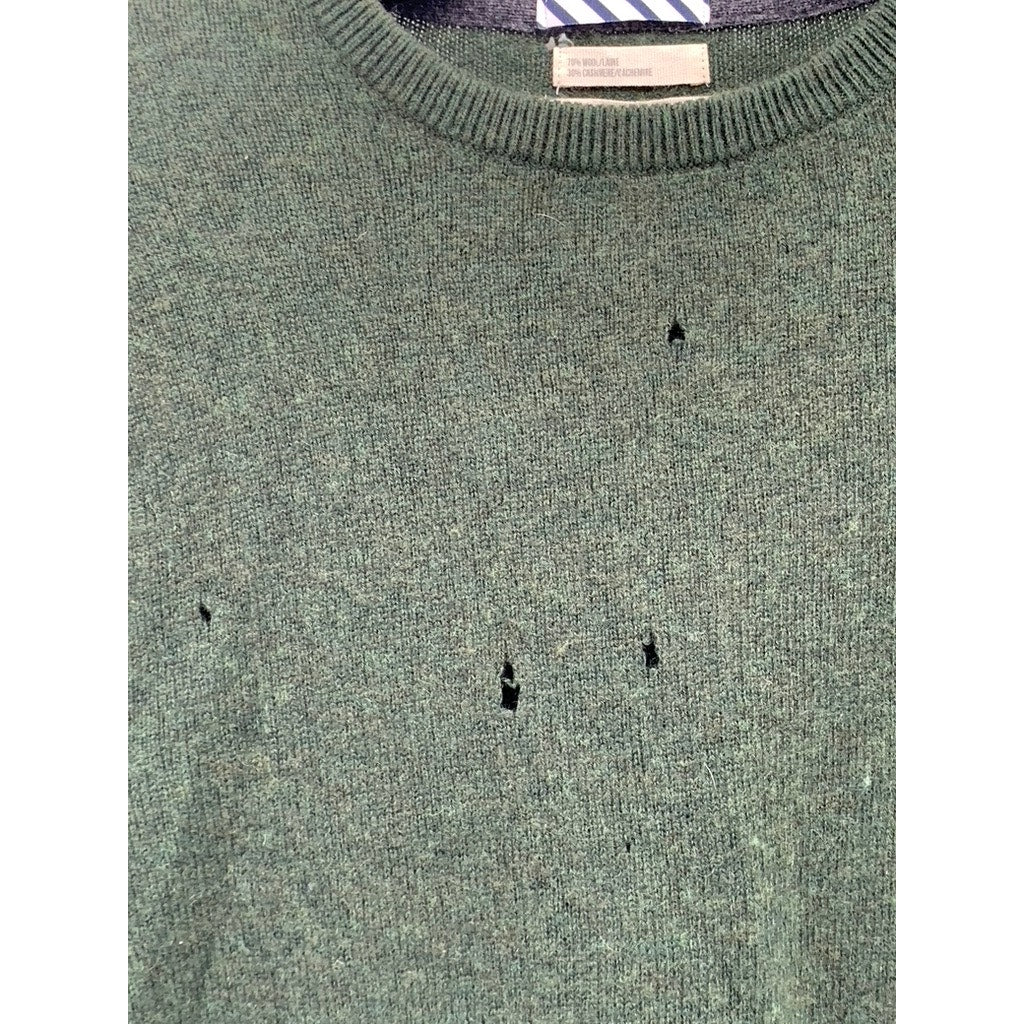 1901 Men's Dark Green Wool-Cashmere Crewneck Pullover Long Sleeve Sweater SZ S