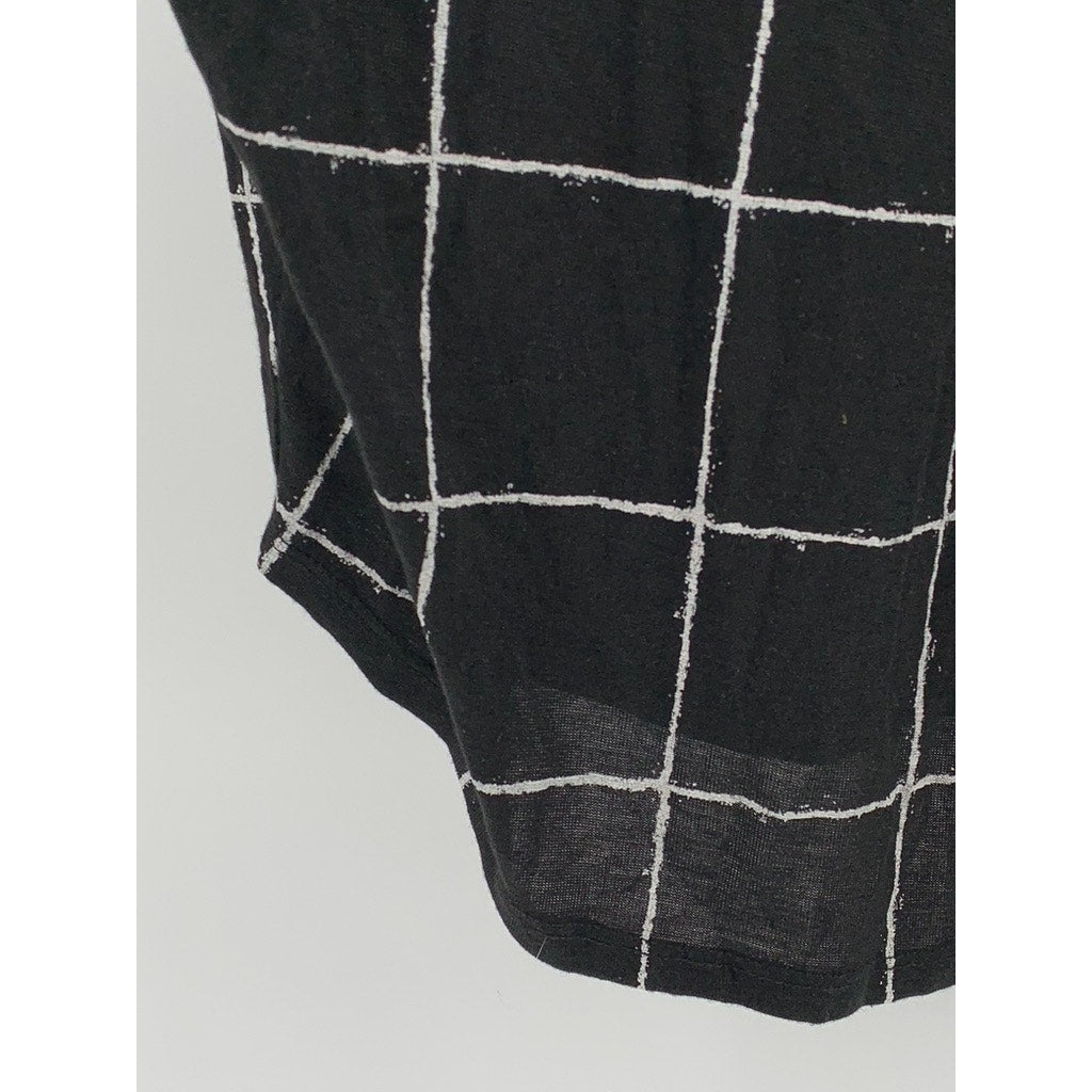 VINCE. Women's Black Windowpane V-Neck Top SZ 2XS