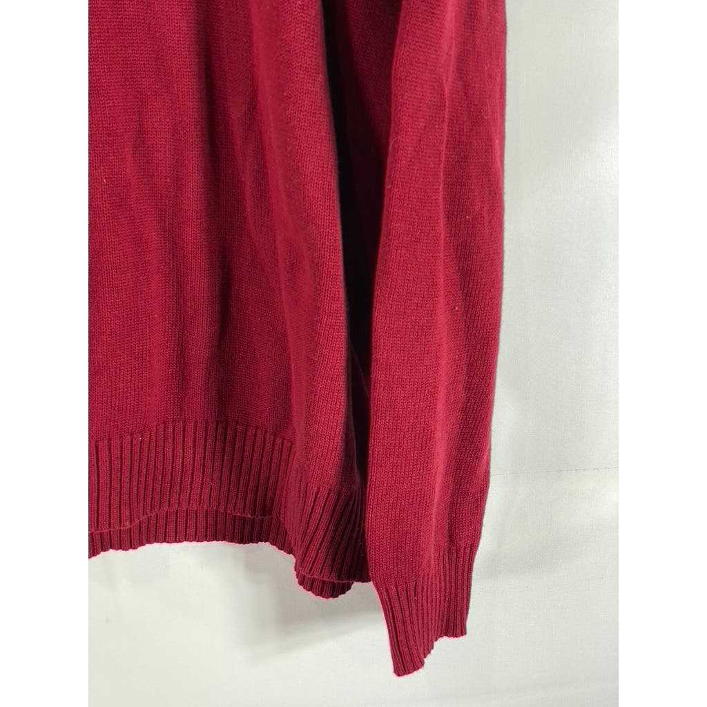 OSCAR DE LA RENTA Men's Red Knit Quarter-Zip Pullover Sweater SZ XL