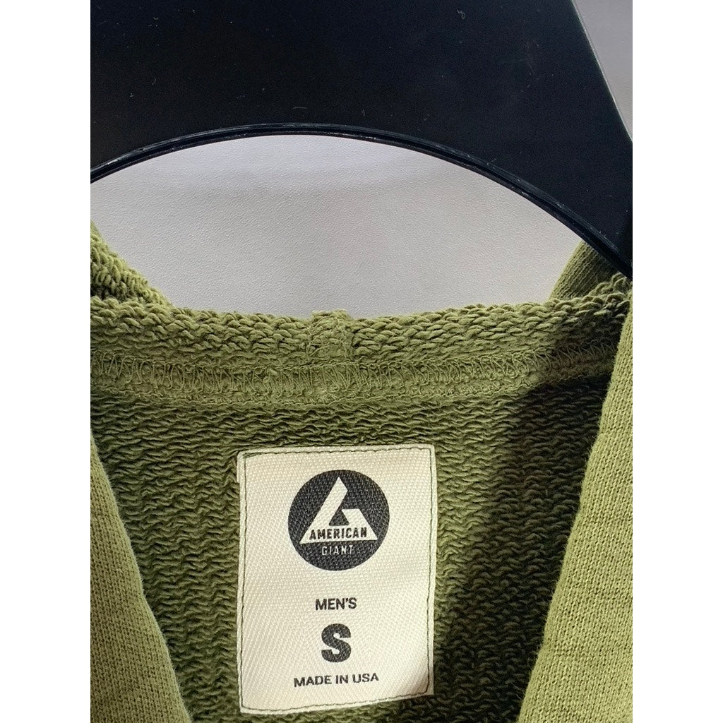 AMERICAN GIANT Men's Olive Green Solid Cotton Classic Pullover Hoodie SZ S