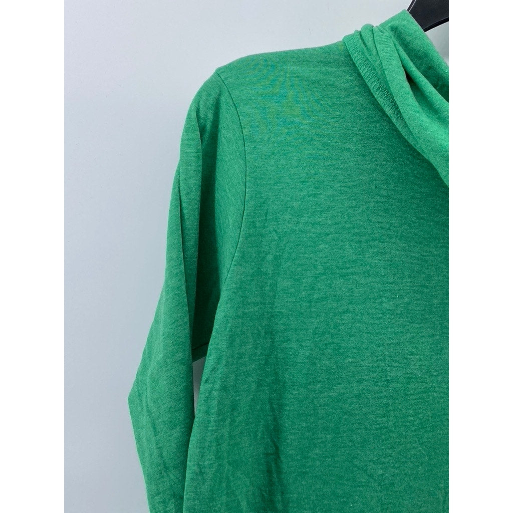 ANVIL Men's Green-Neon Yellow Lightweight Long Sleeve Hooded T-Shirt SZ M