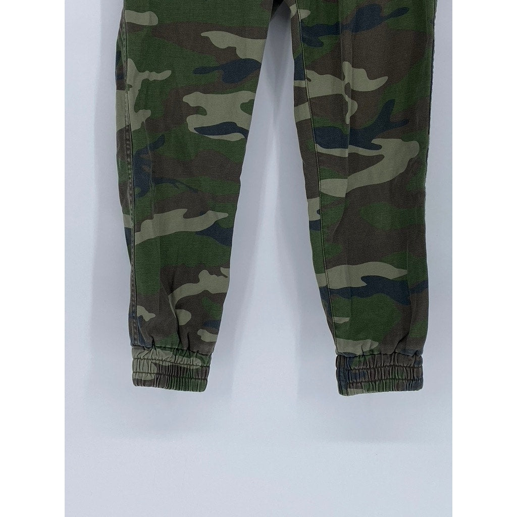 TNA Women's Green Camo Print Drawstring High-Rise Pull-On Jogger Pant SZ XS